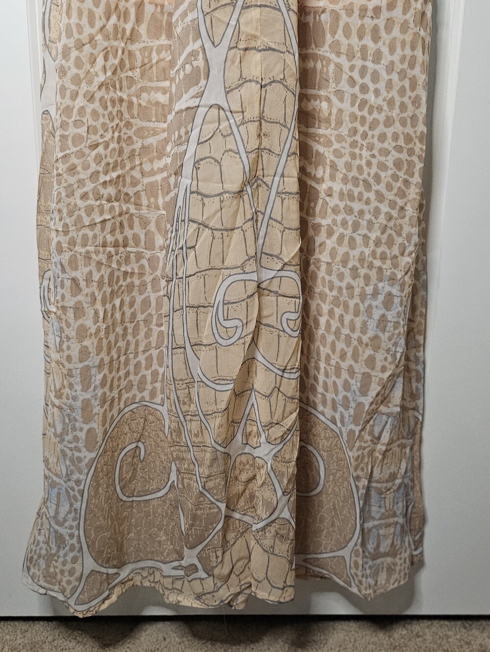 Virgin Only Women's L Boho Maxi Dress Crochet Lace Animal Print Racerback Peach - Picture 10 of 16
